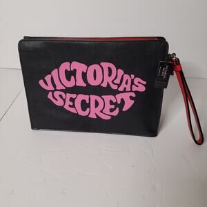 Chic Victoria's Secret Black & Red Wristlet Cosmetic Bag!